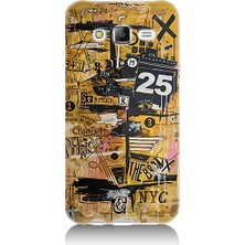 Teknomeg Samsung Galaxy J7 Uyumlu Karma Grafik  Desenli Silikon Kılıf