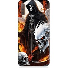 Teknomeg Samsung Galaxy A7 2018 Uyumlu Karanlık Melek  Desenli Silikon Kılıf