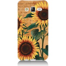 Teknomeg Samsung Galaxy J7 Uyumlu Ayçiçekleri  Desenli Silikon Kılıf