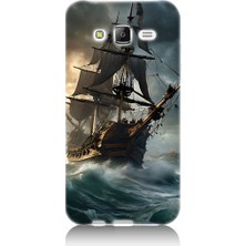 Teknomeg Samsung Galaxy J7 Uyumlu Yelkenli Gemi  Desenli Silikon Kılıf