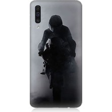 Teknomeg Samsung Galaxy A50 Uyumlu Motosiklet Sürücüsü  Desenli Silikon Kılıf