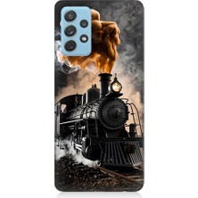 Teknomeg Samsung Galaxy A52 Uyumlu Kara Tren  Desenli Silikon Kılıf