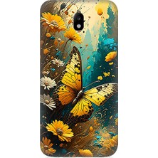 Teknomeg Samsung Galaxy J3 Pro Uyumlu Renkli Kelebek  Desenli Silikon Kılıf