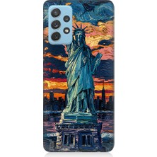 Teknomeg Samsung Galaxy A52 Uyumlu Özgürlük Heykeli  Desenli Silikon Kılıf