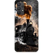 Teknomeg Samsung Galaxy A32 Uyumlu Kara Tren  Desenli Silikon Kılıf