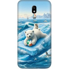 Teknomeg Samsung Galaxy J7 Pro Uyumlu Buzda Ayı  Desenli Silikon Kılıf