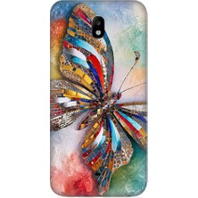 Teknomeg Samsung Galaxy J3 Pro Uyumlu Renkli Kelebek  Desenli Silikon Kılıf