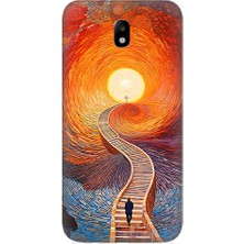 Teknomeg Samsung Galaxy J7 Pro Uyumlu Işıklı Yol  Desenli Silikon Kılıf