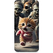 Teknomeg Samsung Galaxy J4 Plus Uyumlu Kedi ve Zombiler  Desenli Silikon Kılıf