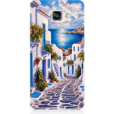 Teknomeg Samsung Galaxy A7 2016 Uyumlu Beyaz Sokak  Desenli Silikon Kılıf