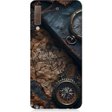 Teknomeg Samsung Galaxy A7 2018 Uyumlu Eski Harita  Desenli Silikon Kılıf