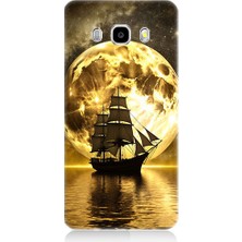 Teknomeg Samsung Galaxy J5 2016 Uyumlu Ay ve Gemi  Desenli Silikon Kılıf
