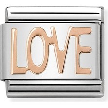 Nomination Composable Klasik Yazılar Çelik ve 9k Gül Altın Aşk Renkli