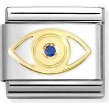 Nomination Composable Classic Symbols In Steel, 18 K Gold And Cz Greek Eye Gold