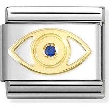 Nomination Composable Classic Symbols In Steel, 18 K Gold And Cz Greek Eye Gold