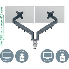 Leitz 6537 Ergo Yerden Tasarruf Sağlayan Ikili Monitör Kolu Koyu Gri (65370089)
