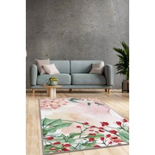Homshtag Sen ve Ben Pembe Renkli Halı Çiçek Desenli Salon Halısı Çok Renkli Mutfak Halısı