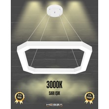 Bagel (Beyaz Kasa, Sarı Işık) Ledli Modern Sarkıt Linear LED Avize Salon Mutfak Oturma Odası Yatak Odası Antre Hol LED