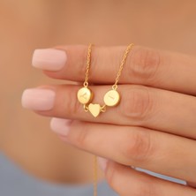 Nox Jewelry 14 Ayar Altın Mikron Kaplama Çift Harf ve Kalp Detaylı Gümüş Kolye – Kişiye Özel Minimal Tasarım- CN00375