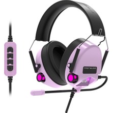 CoverZone Ajazz Firstblood H10 Mikrofonlu Kulak Üstü Kulaklık Gaming Headset 7.1 Channel Rgb Atmosphere Light Gaming Headset Computer Wired Headset Mor