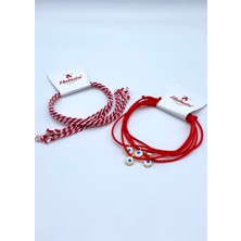 Concept Hubutu 10 Adet (5 Set) Hediyelik Yılbaşı Kartlı Jelatinli Nazar Boncuklu Marteniçka Dilek Bilekliği Seti