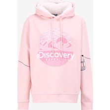 Açık Pembe Kadın Kapüşon Yaka Relaxed Fit Baskılı Sweatshirt D4WL-SWT3001