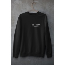 Woodroffe 10 Kasım Atatürk Baskılı Bisiklet Yaka Oversize Siyah Beyaz Sweatshirt