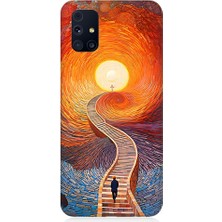 Teknomeg Samsung Galaxy M31S Uyumlu Işıklı Yol  Desenli Silikon Kılıf