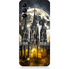 Teknomeg Samsung Galaxy M34 Uyumlu Ay ve Katedral  Desenli Silikon Kılıf