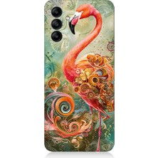 Teknomeg Samsung Galaxy M14 Uyumlu Renkli Flamingo  Desenli Silikon Kılıf