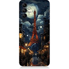 Teknomeg Samsung Galaxy M14 Uyumlu Paris Sokakları Desenli Silikon Kılıf