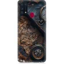 Teknomeg Samsung Galaxy M31 Uyumlu Eski Harita  Desenli Silikon Kılıf