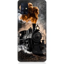 Teknomeg Samsung Galaxy M51 Uyumlu Kara Tren  Desenli Silikon Kılıf