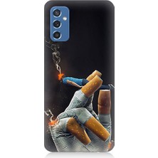 Teknomeg Samsung Galaxy M52 Uyumlu Sigara Tutucu  Desenli Silikon Kılıf
