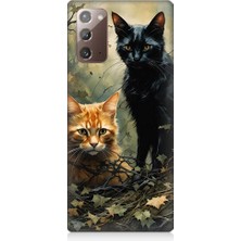 Teknomeg Samsung Galaxy Note 20 Uyumlu Orman Kedileri  Desenli Silikon Kılıf
