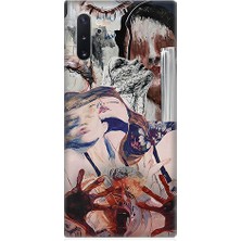 Teknomeg Samsung Galaxy Note 10 Plus Uyumlu Soyut Kadın  Desenli Silikon Kılıf