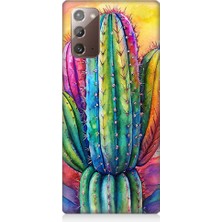 Teknomeg Samsung Galaxy Note 20 Uyumlu Renkli Kaktüs  Desenli Silikon Kılıf