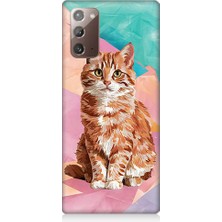 Teknomeg Samsung Galaxy Note 20 Uyumlu Renkli Kedi  Desenli Silikon Kılıf