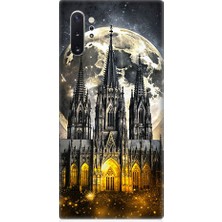 Teknomeg Samsung Galaxy Note 10 Plus Uyumlu Ay ve Katedral  Desenli Silikon Kılıf