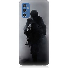 Teknomeg Samsung Galaxy M52 Uyumlu Motosiklet Sürücüsü  Desenli Silikon Kılıf