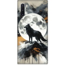 Teknomeg Samsung Galaxy Note 10 Plus Uyumlu Ay ve Kurt  Desenli Silikon Kılıf