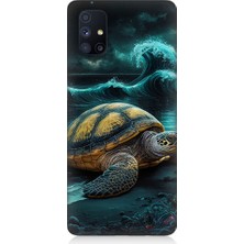 Teknomeg Samsung Galaxy M51 Uyumlu Deniz Kaplumbağası  Desenli Silikon Kılıf