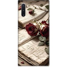 Teknomeg Samsung Galaxy Note 10 Uyumlu Mektup ve Güller  Desenli Silikon Kılıf