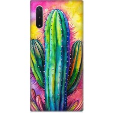 Teknomeg Samsung Galaxy Note 10 Uyumlu Renkli Kaktüs  Desenli Silikon Kılıf