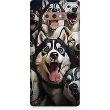 Teknomeg Samsung Galaxy Note 9 Uyumlu Mutlu Husky  Desenli Silikon Kılıf