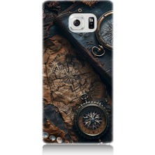 Teknomeg Samsung Galaxy Note 5 Uyumlu Eski Harita  Desenli Silikon Kılıf