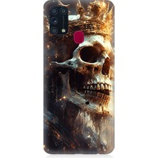 Teknomeg Samsung Galaxy M31 Uyumlu Alevli Kafatası Desenli Silikon Kılıf