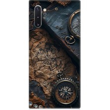Teknomeg Samsung Galaxy Note 10 Plus Uyumlu Eski Harita  Desenli Silikon Kılıf