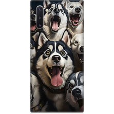 Teknomeg Samsung Galaxy Note 10 Uyumlu Mutlu Husky  Desenli Silikon Kılıf