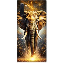 Teknomeg Samsung Galaxy Note 10 Uyumlu Altın Fil  Desenli Silikon Kılıf